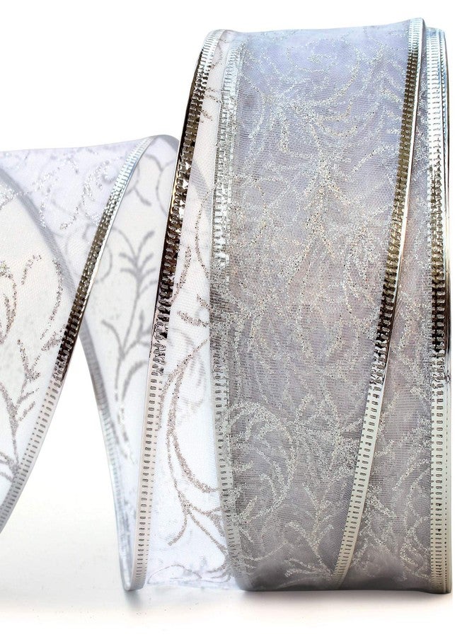 أوليفان شريط عيد الميلاد سلكي، 1.5 بوصة، مجموعة من 4 قطع، سلك الشريط أحمر، أخضر، ذهبي، فضي/أبيض، أورجانزا شفافة لامعة، هدايا، زينة عيد الميلاد، أعمال يدوية للعطلات، تغليف الهدايا، 40 ياردة / 10 ياردات لكل لفة. - Image 3